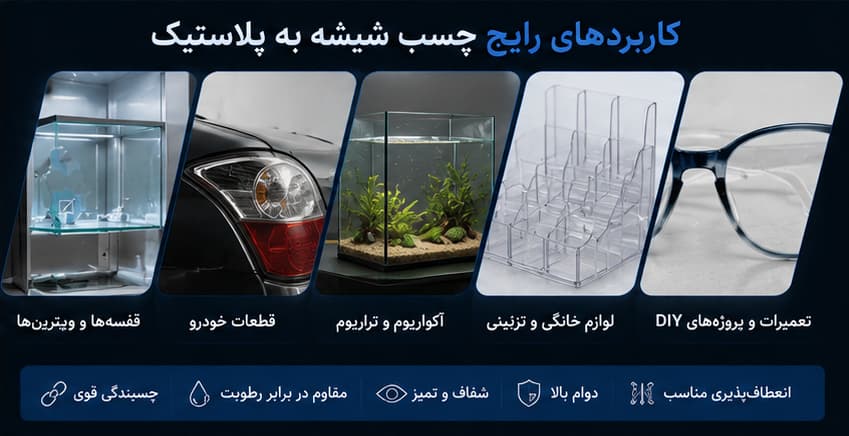 کاربردهای چسب شیشه به پلاستیک در خودرو، ویترین و لوازم خانگی