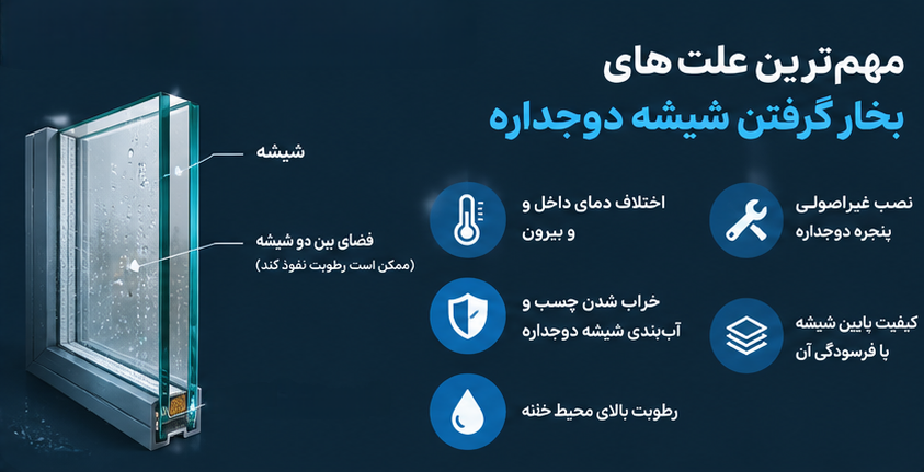 علت های بخار گرفتن شیشه دوجداره